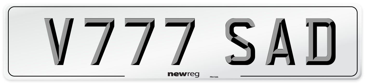 V777 SAD Number Plate from New Reg